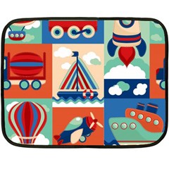 Toy-transport-cartoon-seamless-pattern-with-airplane-aerostat-sail-yacht-vector-illustration Fleece Blanket (mini) by Jancukart