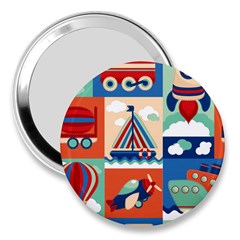 Toy-transport-cartoon-seamless-pattern-with-airplane-aerostat-sail-yacht-vector-illustration 3  Handbag Mirrors