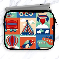 Toy-transport-cartoon-seamless-pattern-with-airplane-aerostat-sail-yacht-vector-illustration Apple Ipad 2/3/4 Zipper Cases by Jancukart