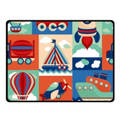 Toy-transport-cartoon-seamless-pattern-with-airplane-aerostat-sail-yacht-vector-illustration Double Sided Fleece Blanket (small)  by Jancukart