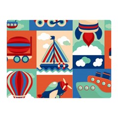 Toy-transport-cartoon-seamless-pattern-with-airplane-aerostat-sail-yacht-vector-illustration Double Sided Flano Blanket (mini)  by Jancukart