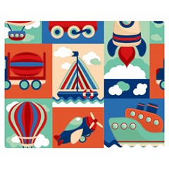 Toy-transport-cartoon-seamless-pattern-with-airplane-aerostat-sail-yacht-vector-illustration Double Sided Flano Blanket (medium)  by Jancukart