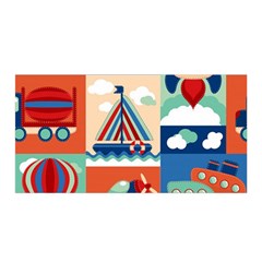 Toy-transport-cartoon-seamless-pattern-with-airplane-aerostat-sail-yacht-vector-illustration Satin Wrap 35  X 70  by Jancukart