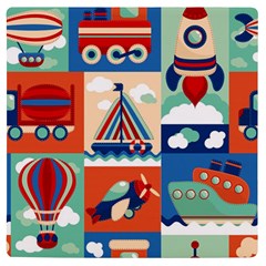 Toy-transport-cartoon-seamless-pattern-with-airplane-aerostat-sail-yacht-vector-illustration Uv Print Square Tile Coaster  by Jancukart