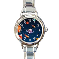 Background-template-with-bright-stars-dark-sky Round Italian Charm Watch