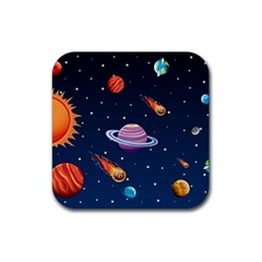 Background-template-with-bright-stars-dark-sky Rubber Coaster (square)