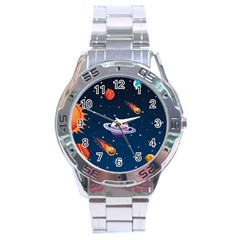 Background-template-with-bright-stars-dark-sky Stainless Steel Analogue Watch