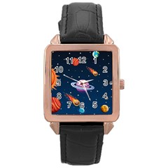 Background-template-with-bright-stars-dark-sky Rose Gold Leather Watch 