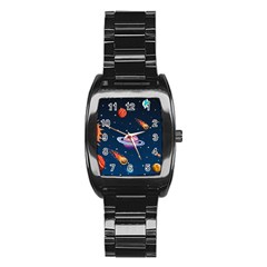 Background-template-with-bright-stars-dark-sky Stainless Steel Barrel Watch