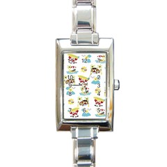 Vector-pattern-with-funny-animals-cartoon-summer-holiday-beach Rectangle Italian Charm Watch