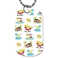 Vector-pattern-with-funny-animals-cartoon-summer-holiday-beach Dog Tag (one Side)