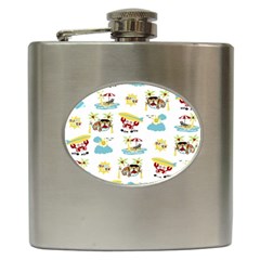 Vector-pattern-with-funny-animals-cartoon-summer-holiday-beach Hip Flask (6 Oz) by Jancukart