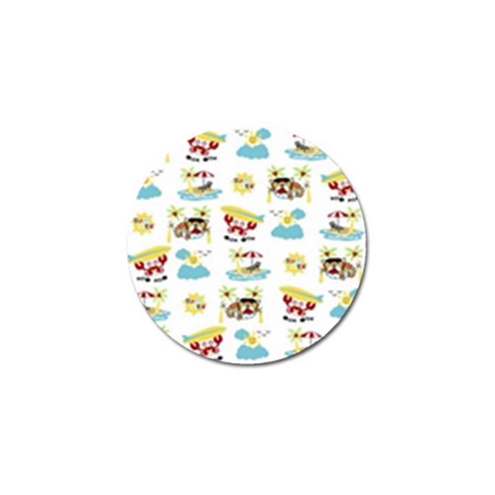 Vector-pattern-with-funny-animals-cartoon-summer-holiday-beach Golf Ball Marker