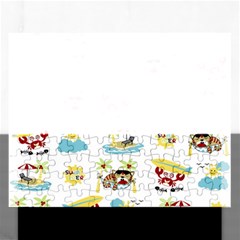 Vector-pattern-with-funny-animals-cartoon-summer-holiday-beach Rectangular Jigsaw Puzzl by Jancukart