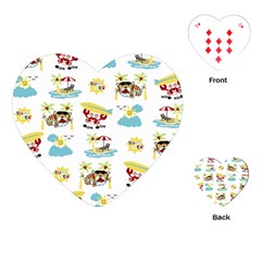 Vector-pattern-with-funny-animals-cartoon-summer-holiday-beach Playing Cards Single Design (heart)