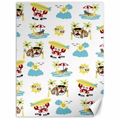 Vector-pattern-with-funny-animals-cartoon-summer-holiday-beach Canvas 36  X 48 