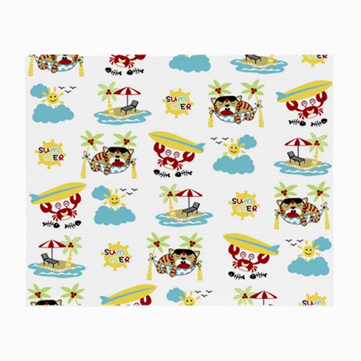 Vector-pattern-with-funny-animals-cartoon-summer-holiday-beach Small Glasses Cloth (2 Sides)