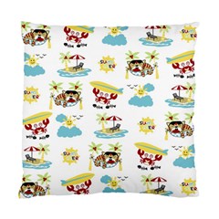 Vector-pattern-with-funny-animals-cartoon-summer-holiday-beach Standard Cushion Case (two Sides) by Jancukart