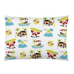 Vector-pattern-with-funny-animals-cartoon-summer-holiday-beach Pillow Case