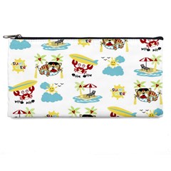 Vector-pattern-with-funny-animals-cartoon-summer-holiday-beach Pencil Case