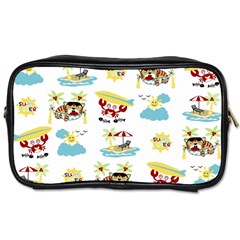 Vector-pattern-with-funny-animals-cartoon-summer-holiday-beach Toiletries Bag (one Side)