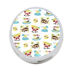 Vector-pattern-with-funny-animals-cartoon-summer-holiday-beach 4-port Usb Hub (two Sides)