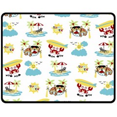 Vector-pattern-with-funny-animals-cartoon-summer-holiday-beach Fleece Blanket (medium) 