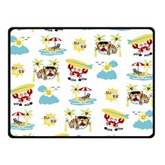 Vector-pattern-with-funny-animals-cartoon-summer-holiday-beach Double Sided Fleece Blanket (small)  by Jancukart