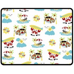 Vector-pattern-with-funny-animals-cartoon-summer-holiday-beach Double Sided Fleece Blanket (medium)  by Jancukart