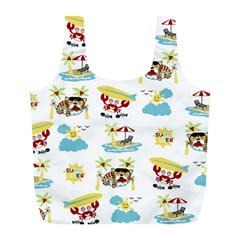 Vector-pattern-with-funny-animals-cartoon-summer-holiday-beach Full Print Recycle Bag (l)