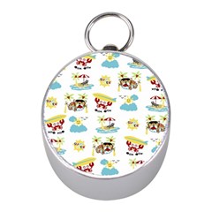 Vector-pattern-with-funny-animals-cartoon-summer-holiday-beach Mini Silver Compasses