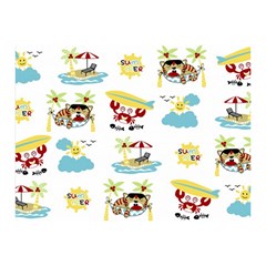 Vector-pattern-with-funny-animals-cartoon-summer-holiday-beach Double Sided Flano Blanket (mini) 