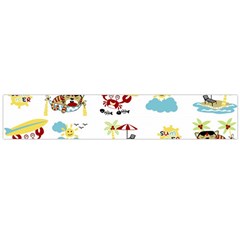 Vector-pattern-with-funny-animals-cartoon-summer-holiday-beach Large Flano Scarf 