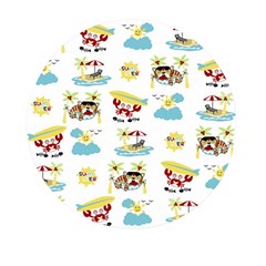 Vector-pattern-with-funny-animals-cartoon-summer-holiday-beach Mini Round Pill Box (pack Of 3)