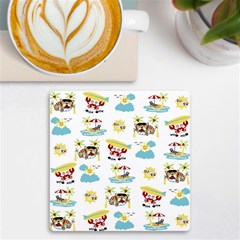 Vector-pattern-with-funny-animals-cartoon-summer-holiday-beach Uv Print Square Tile Coaster 