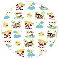 Vector-pattern-with-funny-animals-cartoon-summer-holiday-beach Round Trivet