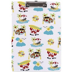 Vector-pattern-with-funny-animals-cartoon-summer-holiday-beach A4 Clipboard