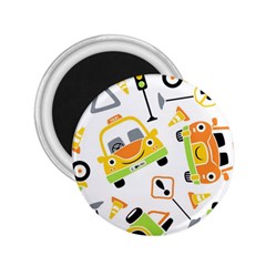 Seamless-pattern-vector-illustration-vehicles-cartoon 2 25  Magnets by Jancukart