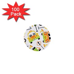 Seamless-pattern-vector-illustration-vehicles-cartoon 1  Mini Buttons (100 Pack) 