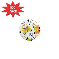 Seamless-pattern-vector-illustration-vehicles-cartoon 1  Mini Magnets (100 Pack) 