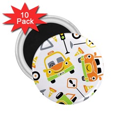 Seamless-pattern-vector-illustration-vehicles-cartoon 2 25  Magnets (10 Pack) 