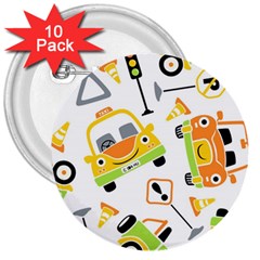 Seamless-pattern-vector-illustration-vehicles-cartoon 3  Buttons (10 Pack)  by Jancukart