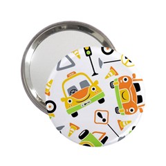 Seamless-pattern-vector-illustration-vehicles-cartoon 2 25  Handbag Mirrors by Jancukart