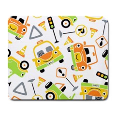 Seamless-pattern-vector-illustration-vehicles-cartoon Large Mousepads