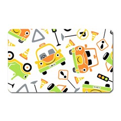 Seamless-pattern-vector-illustration-vehicles-cartoon Magnet (rectangular) by Jancukart