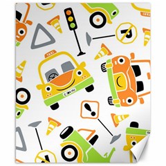 Seamless-pattern-vector-illustration-vehicles-cartoon Canvas 8  X 10 