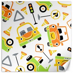 Seamless-pattern-vector-illustration-vehicles-cartoon Canvas 12  X 12 