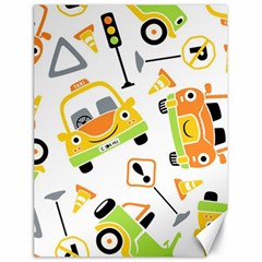 Seamless-pattern-vector-illustration-vehicles-cartoon Canvas 18  X 24  by Jancukart