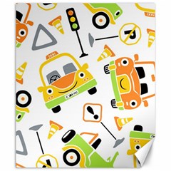 Seamless-pattern-vector-illustration-vehicles-cartoon Canvas 20  X 24 