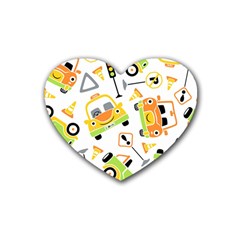 Seamless-pattern-vector-illustration-vehicles-cartoon Rubber Coaster (heart)